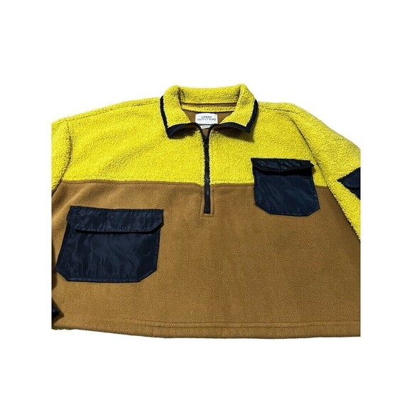 Urban Outfitters Fleece Jacket Crop Cropped Deep Pile 1/2 Zip Yellow/brown M - Picture 3 of 9